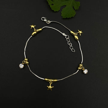 Gold Star & Zircon Drop Anklet